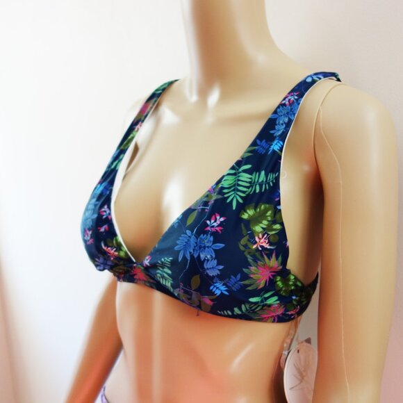 Birds of Paradise Tropical Blue Bikini Top (M) NWT! - Picture 2 of 8